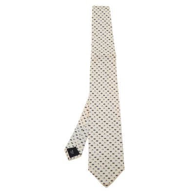 Pre-owned Ferragamo Cream Elephant Print Silk Tie