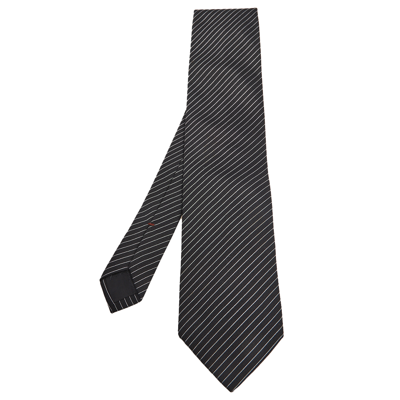 Pre-owned Ermenegildo Zegna Black Striped Silk Tie