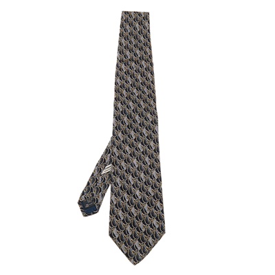 Pre-owned Ermenegildo Zegna Dark Grey Floral Print Silk Tie