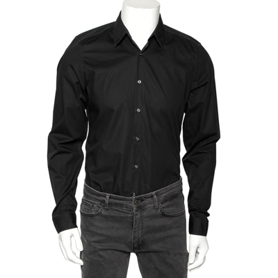 Pre-owned Gucci Black Cotton Button Front Slim Fit Shirt M