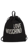 LOVE MOSCHINO BORSA BRAND LOGO FAUX SHEARLING BACKPACK