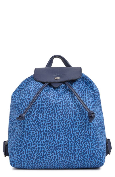 Longchamp Le Pliage Panther Print Backpack In Blue