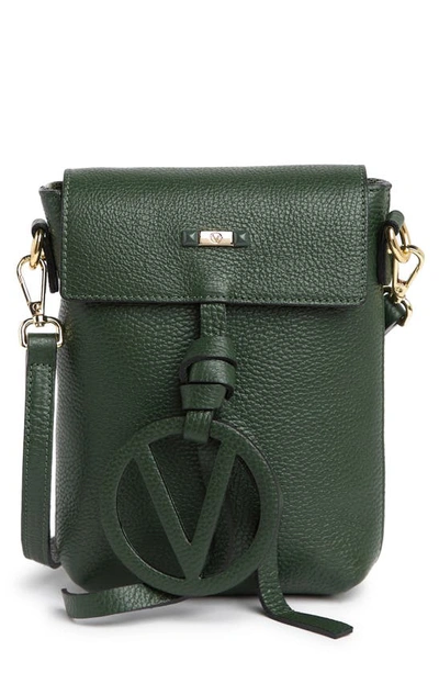 Valentino By Mario Valentino Salma Leather Logo Medallion Crossbody Bag In Velvet Green