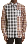 LOEWE PLAID PATCHWORK BUTTON-UP COTTON SHIRT