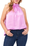 1.state Women's Sleeveless Halter Neck Tie Back Top In Violet Tulle