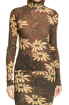 Nanushka Harri Floral Print Turtleneck Top In Arte Povera Floral Black
