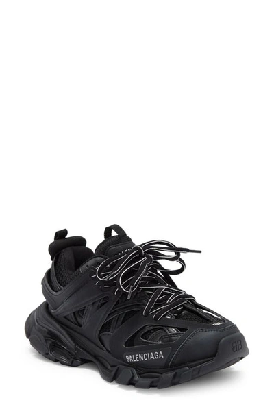 Balenciaga Track Panelled Faux-leather Trainers In Black