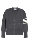 Thom Browne Milano Stitch V-neck 4-bar Cardigan In Med Grey