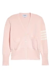 Thom Browne 4-bar Crepe V-neck Cardigan In Pink