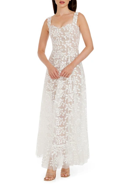 Dress The Population Anabel Semisheer Sweetheart Neck Gown In White
