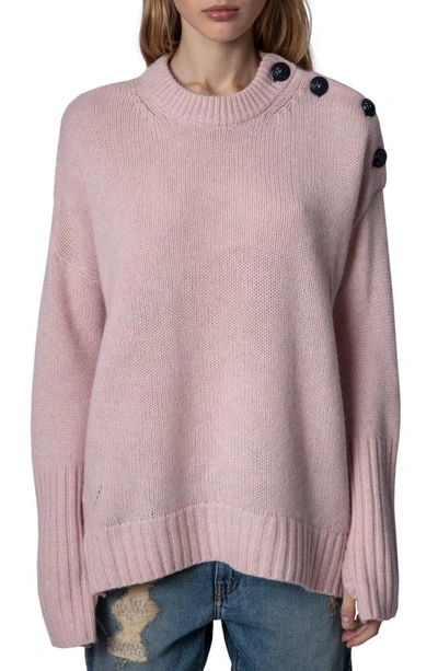 Zadig & Voltaire Malta Button-trim Cashmere Sweater In Zadig & Voltaire Malta Button-trim Cashmere Sweater In