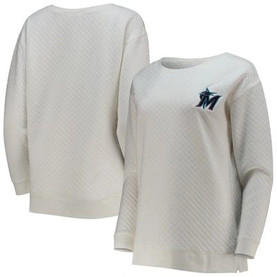 CONCEPTS SPORT CONCEPTS SPORT WHITE/CREAM MIAMI MARLINS QUILTED PULLOVER SWEATSHIRT