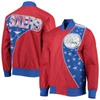 Mitchell & Ness Philadelphia 76ers Red  Hardwood Classics 75th Anniversary Authentic Warmup Full-snap In Red