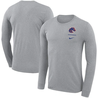 Nike Men's  Gray Boise State Broncos Logo Stack Legend Performance Long Sleeve T-shirt