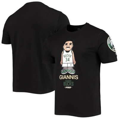 Pro Standard Men's  Giannis Antetokounmpo Black Milwaukee Bucks Caricature T-shirt