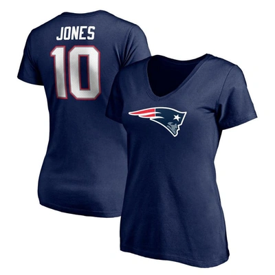 Fanatics Women's  Branded Mac Jones Navy New England Patriots Logo Player Icon Name And Number V-neck