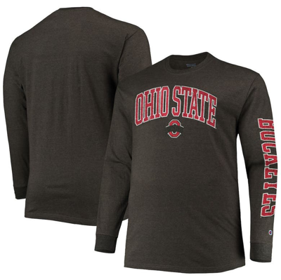 Champion Gray Ohio State Buckeyes Big & Tall 2-hit Long Sleeve T-shirt In Heather Charcoal