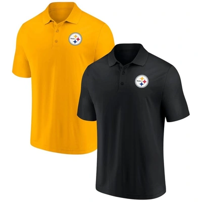 Fanatics Men's  Black And Gold Pittsburgh Steelers Home And Away 2-pack Polo Shirt Set In Black,gold