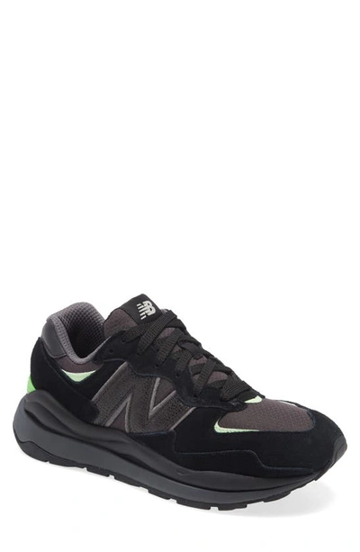 New Balance 57/40 Trainer In Black With Vibrant Spring Glo