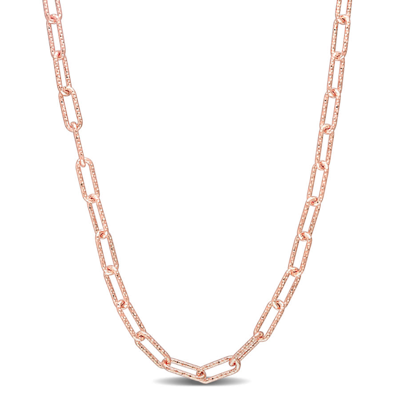 Amour Fancy Paper Clip Chain Necklace In 18k Rose Gold Plated Sterling Silver In Rose Gold-tone
