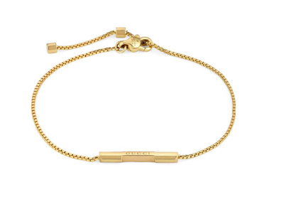 Gucci 18kt Yellow Gold Link To Love Logo Bar Bracelet