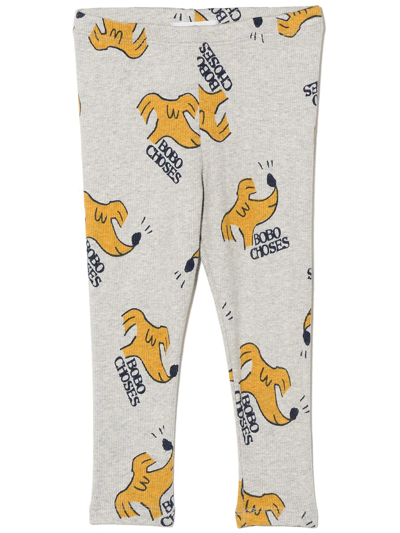 Bobo Choses Baby Sniffy Dog Cotton-blend Leggings In Heather Grey