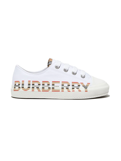 Burberry Kids' Icon Stripe Low-top Trainers In White