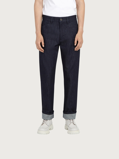 Ferragamo Denim Cargo Pants In Blue