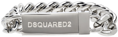 Dsquared2 Logo Plaque Chain-link Bracelet In Silver