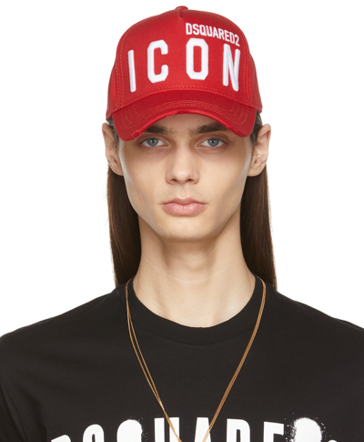 Dsquared2 Red & White Icon Logo Cap In M818 Red+white