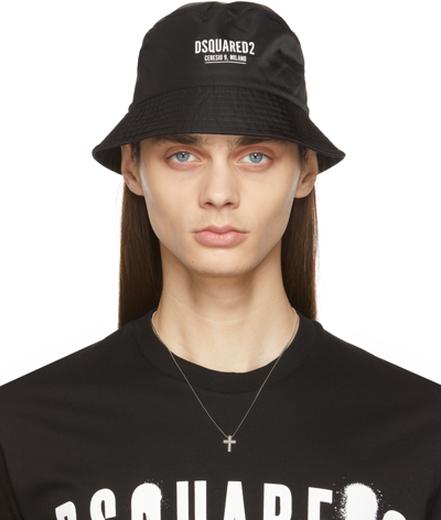 Dsquared2 Ceresio 9 Print Tech Bucket Hat In Black