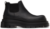 Bottega Veneta Black Tire Leather Chelsea Ankle Boots In Black Tg Tg