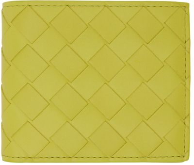 Bottega Veneta Yellow Intrecciato Bifold Coin Pouch Wallet In 3502-kiwi/camping-si