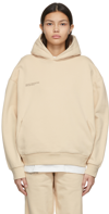 Pangaia Logo-print Organic-cotton Hoodie In Sand