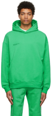 Pangaia 365 Signature Text-print Recycled-cotton And Organic-cotton-blend Hoody In Jade Green