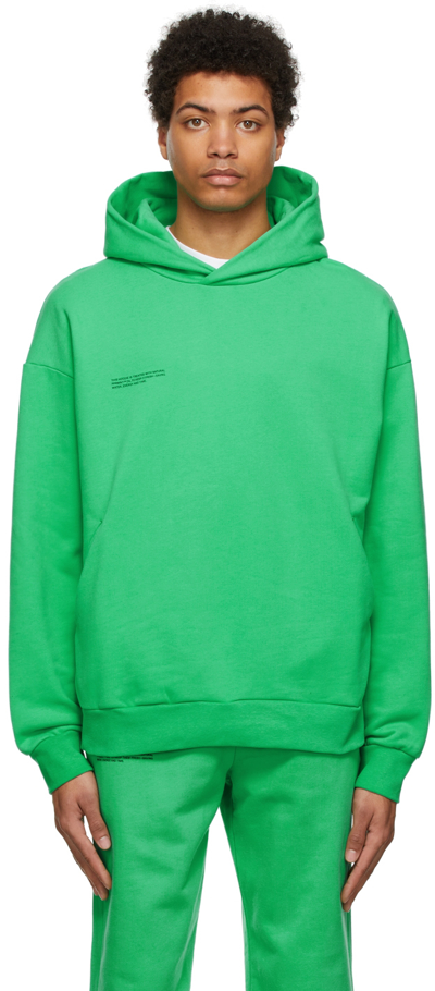 Pangaia 365 Signature Text-print Recycled-cotton And Organic-cotton-blend Hoody In Jade Green