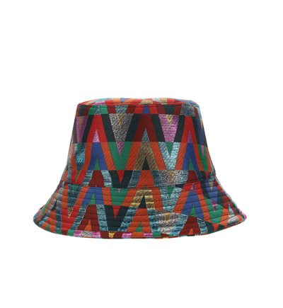 Valentino Garavani Optical Logo-print Bucket Hat In Rot