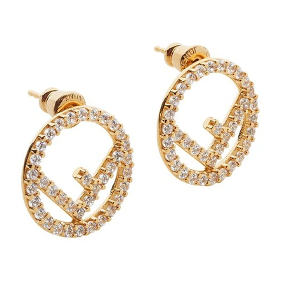 Fendi Crystal-embellished Stud Earrings In Or