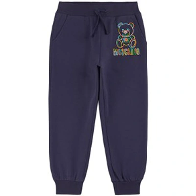 Moschino Kids' Toy-bear Print Track Trousers In Navy