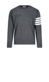 Thom Browne Stripe Milano Stitch Cotton Sweatshirt In Grey