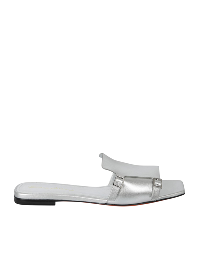 Santoni Double Buckle Sandals In Metallic