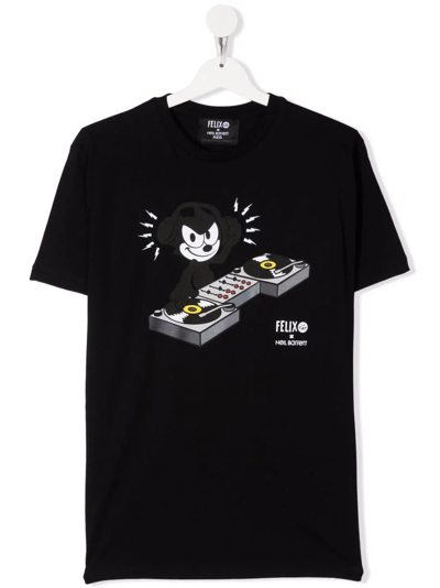 Neil Barrett Kids Black T-shirt With Felix The Cat Print