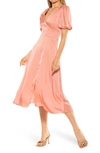 Alexia Admor V-neck Puff Sleeve Midi Dress In Blush