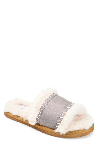 Journee Collection Mardie Faux Fur Slipper In Grey