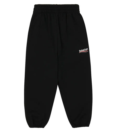 Balenciaga Kids' Logo Cotton Jersey Sweatpants In Black
