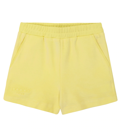Paade Mode Kids' Velvet Jersey Shorts In Yellow