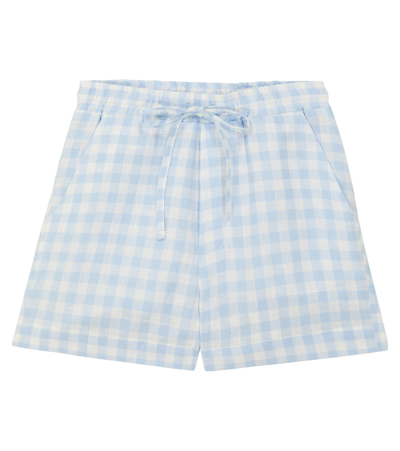 Paade Mode Kids' Picnic Checked Linen Shorts In Picnic Blue