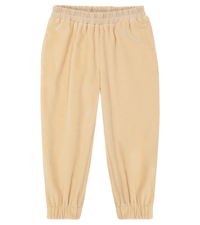 Paade Mode Kids' Velvet Jersey Sweatpants In Beige