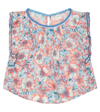 Poupette St Barth Amber Floral Blouse In Aqua Dalia