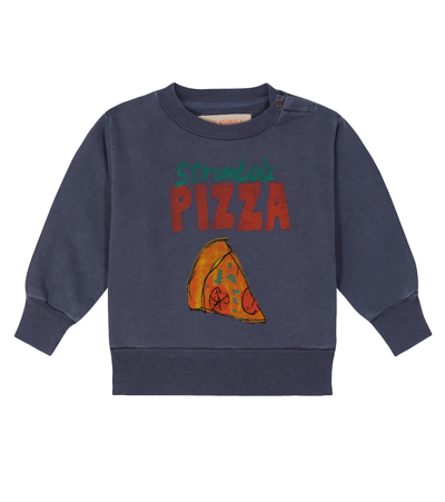 The Animals Observatory Baby Bear Printed Cotton Sweatshirt In Grey